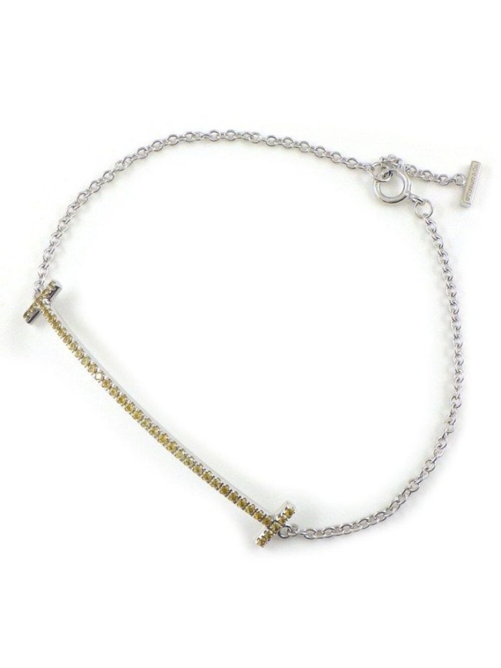 Tiffany & Co Bracelet T Smile Yellow Sapphire 18K White Gold